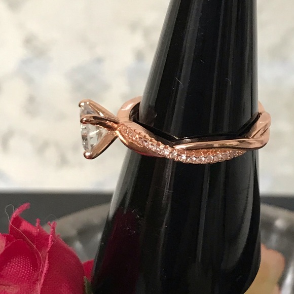 Rose Gold over Sterling Solitaire - Picture 5 of 7
